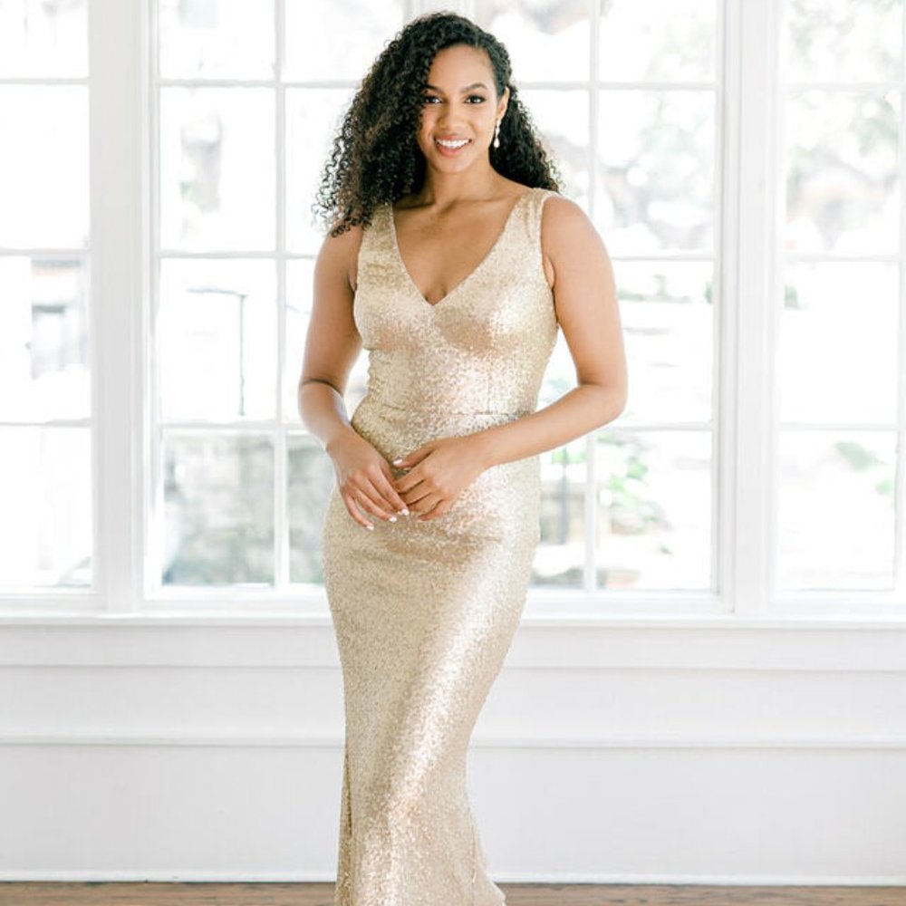 Gold Revelry Dakota Sequin Bridesmaid Dress